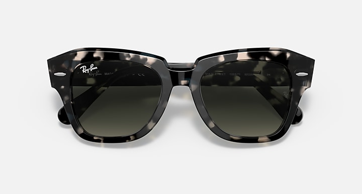 Ray-Ban Sunglasses Unisex State Street Fleck - Grey Havana Frame Grey Lenses 49-20