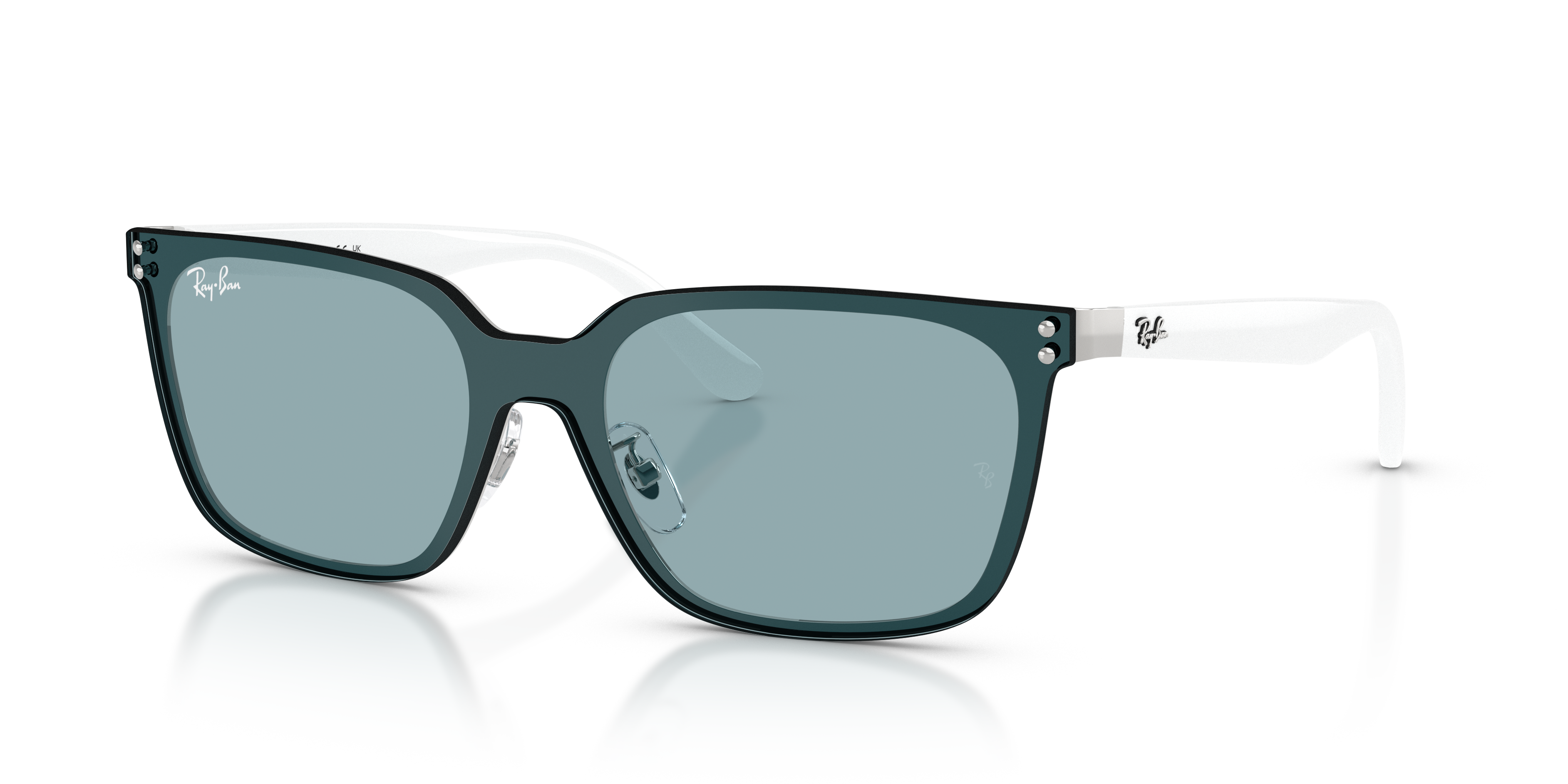 RB3784D Polished Silver Frame Light Blue Lenses 0-145