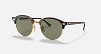 Ray-Ban Sunglasses Unisex Clubround Classic - Tortoise Frame Green Lenses 51-19 Polarized