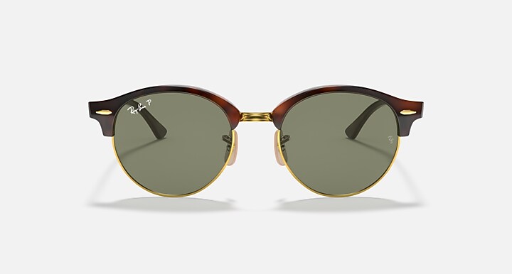 Ray-Ban Sunglasses Unisex Clubround Classic - Red Havana Frame Green Lenses 51-19