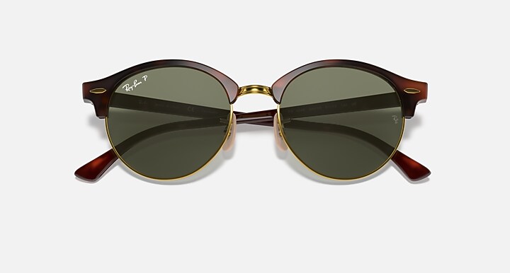 Ray-Ban Sunglasses Unisex Clubround Classic - Red Havana Frame Green Lenses 51-19