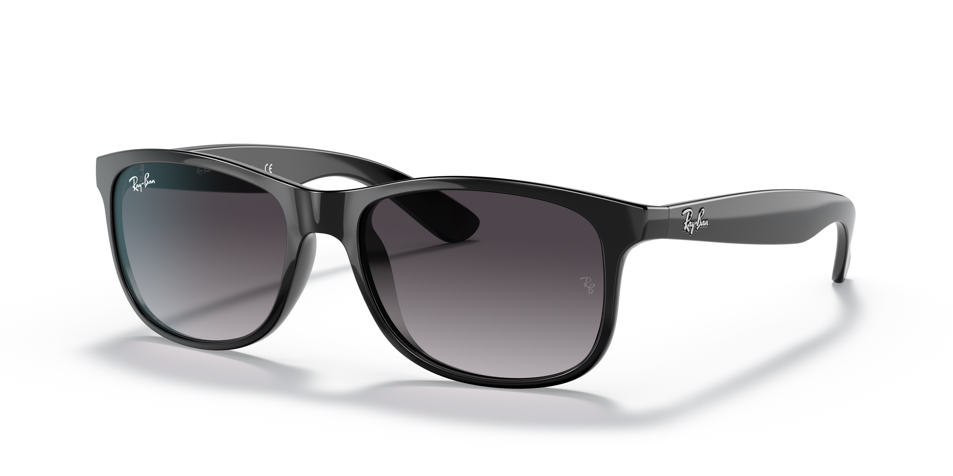 ANDY Polished Black Frame Grey Gradient Lenses 55-17