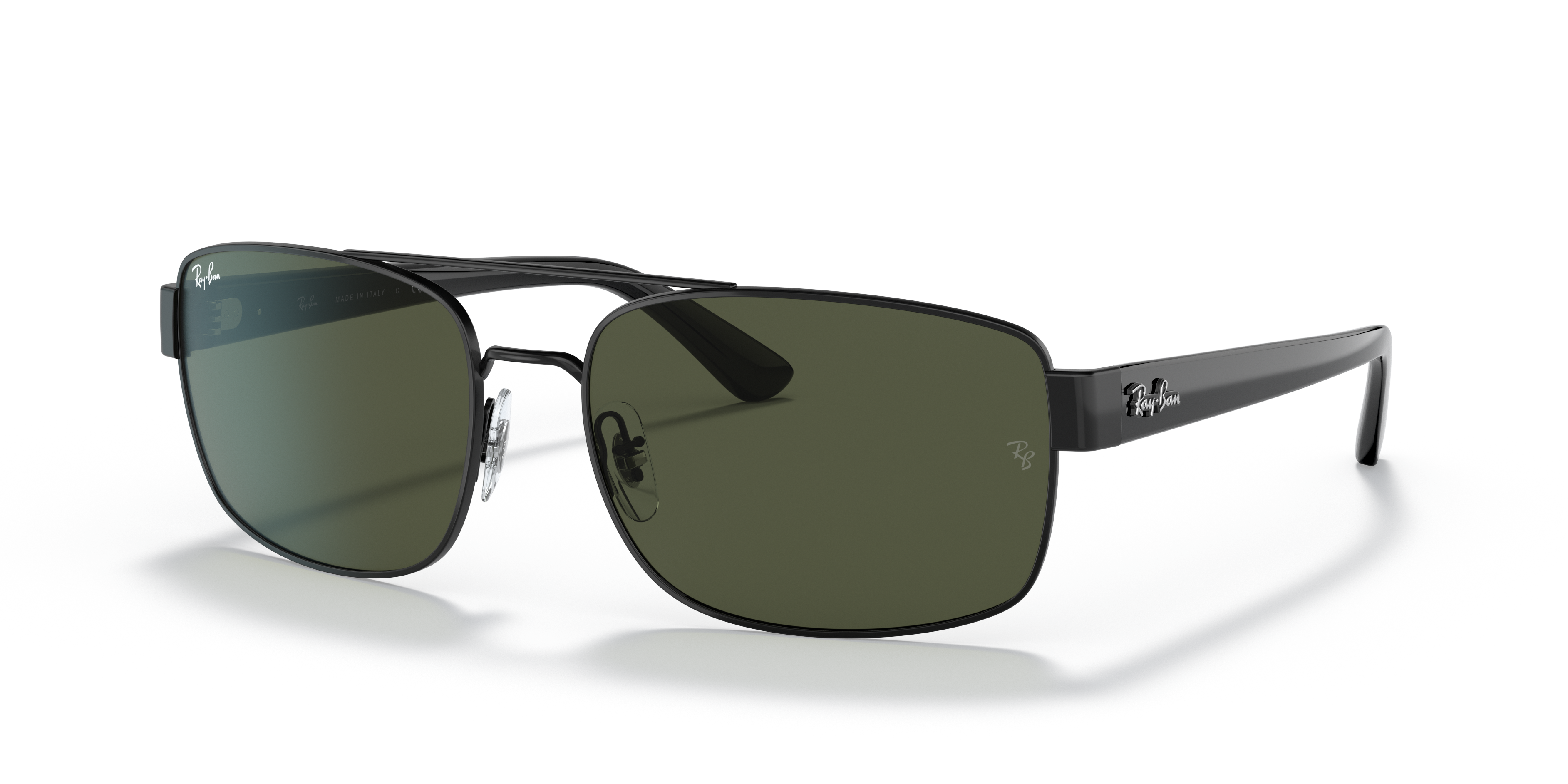 RB3687 Polished Black Frame Green Lenses 61-17