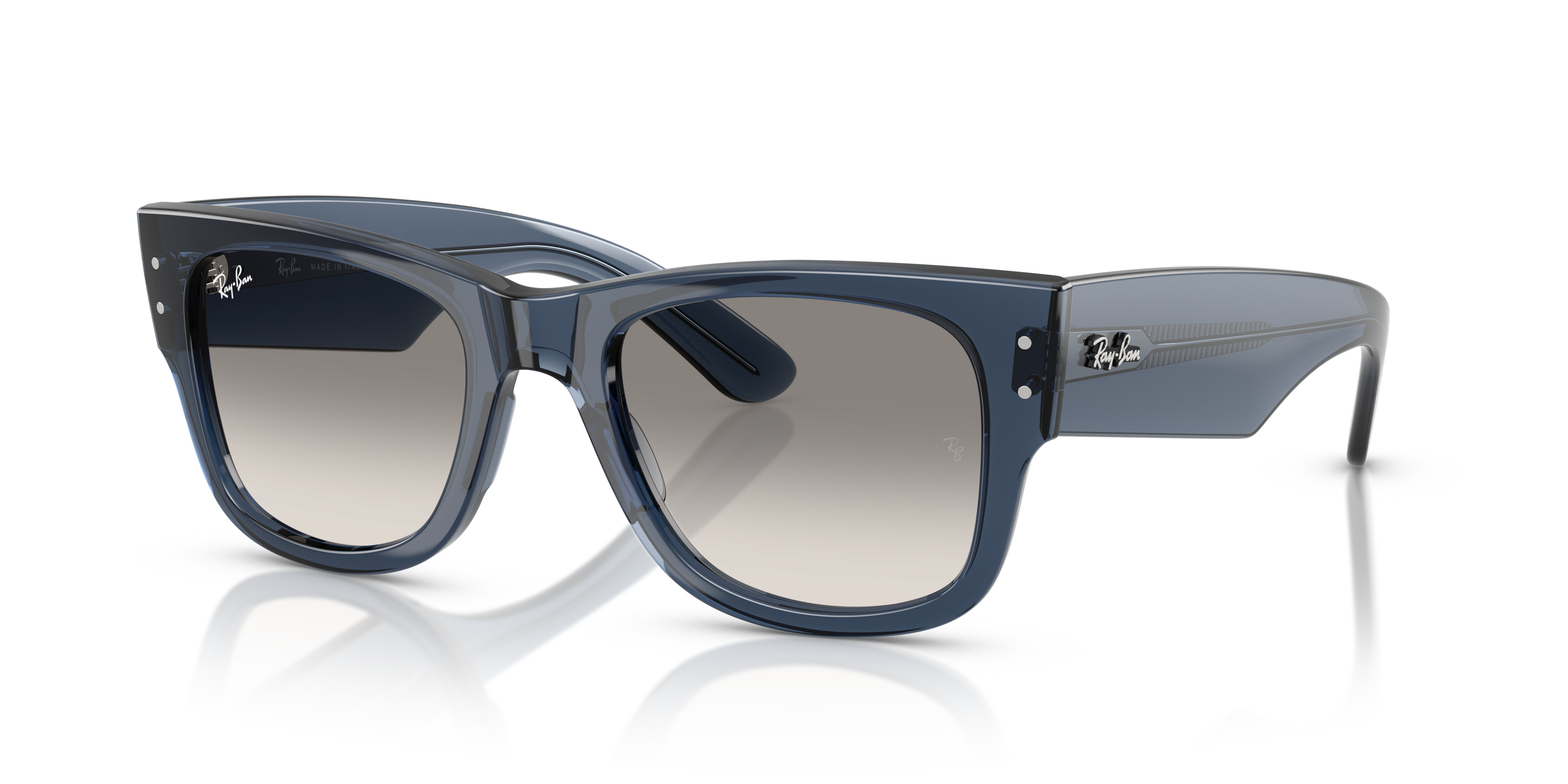 MEGA WAYFARER Polished Transparent Dark Blue Frame Clear Gradient Grey Lenses 51-21
