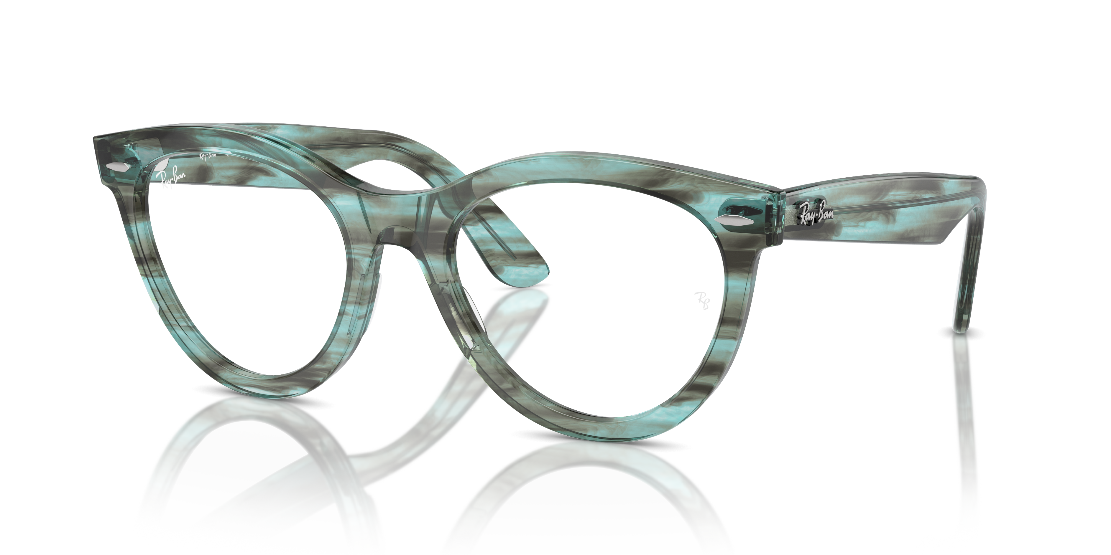 WAYFARER WAY OPTICS Polished Striped Transparent Green Frame Clear Lenses 51-21