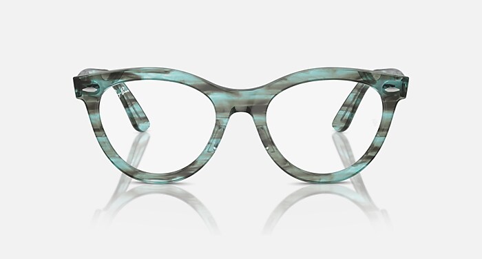 Ray-Ban Eyeglasses Unisex Wayfarer Way Optics Prescription - Striped Transparent Pink Frame Clear Lenses 51-21 Polarized