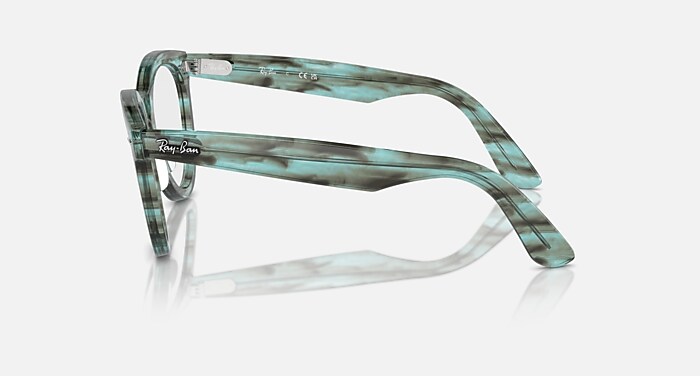 Ray-Ban Eyeglasses Unisex Wayfarer Way Optics Prescription - Striped Transparent Pink Frame Clear Lenses 51-21 Polarized