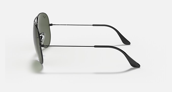 Ray-Ban Sunglasses Aviator Large Metal II Black Frame Green Lenses
