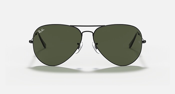 Ray-Ban Sunglasses Aviator Large Metal II Black Frame Green Lenses
