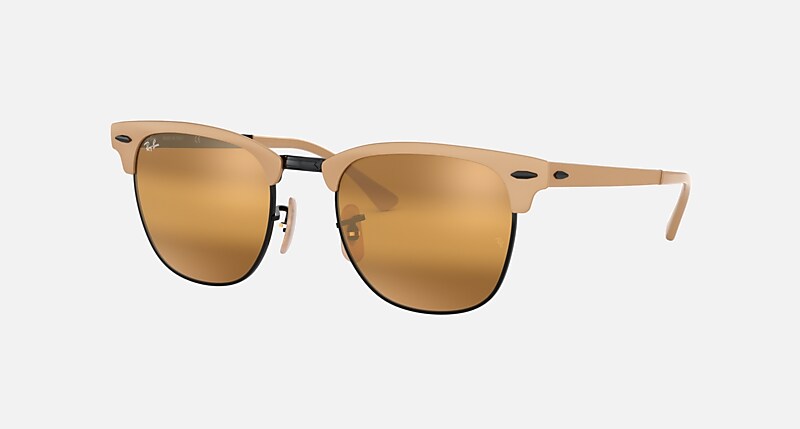 CLUBMASTER METAL Sunglasses in Matte Beige On Black and Yellow Bi 