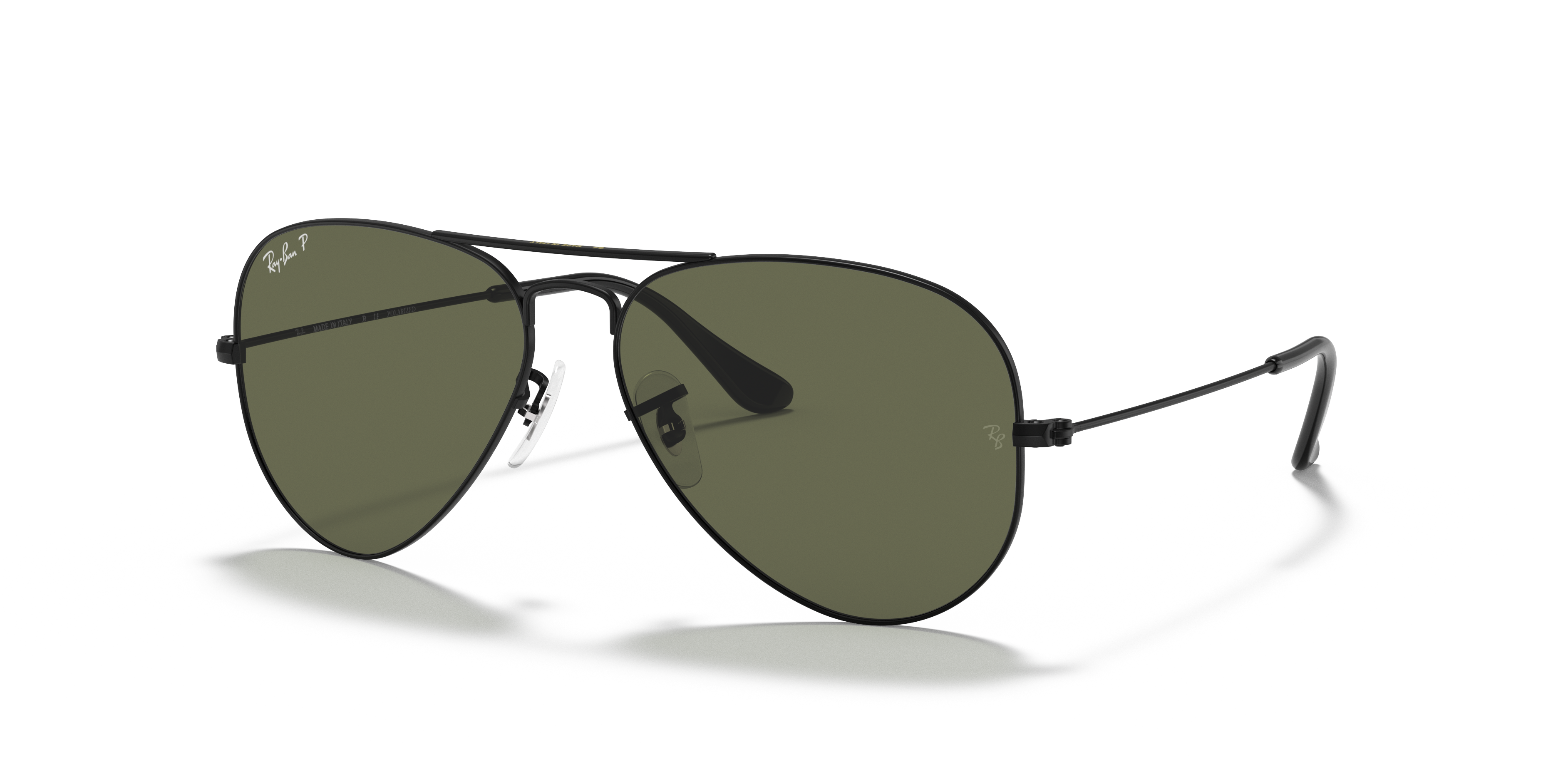 AVIATOR CLASSIC Polished Black Frame G-15 Green Lenses 58-14