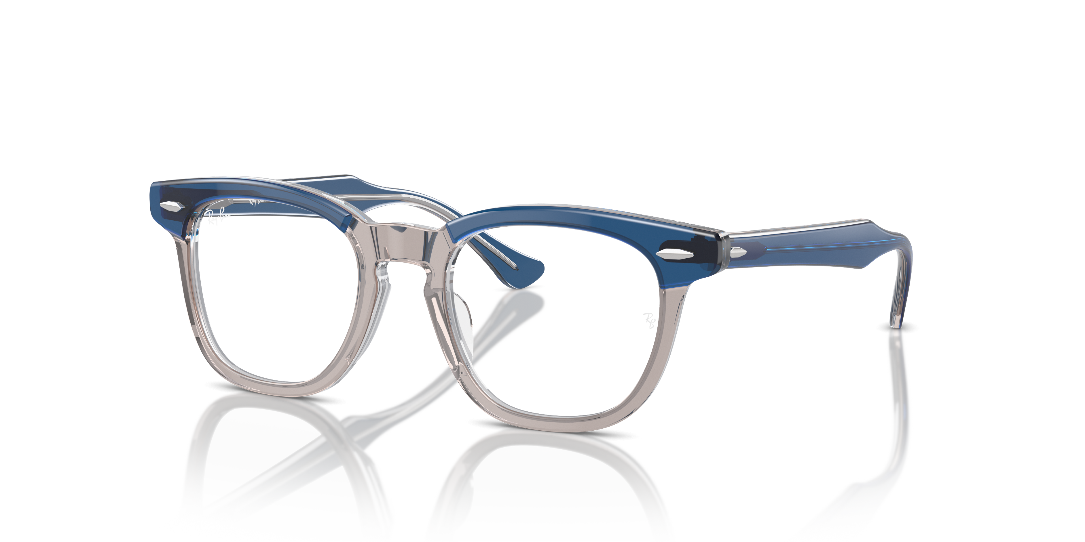 RB9098V OPTICS KIDS Polished Top Dark Blue & Brown & Light Grey Frame Clear Lenses 43-18