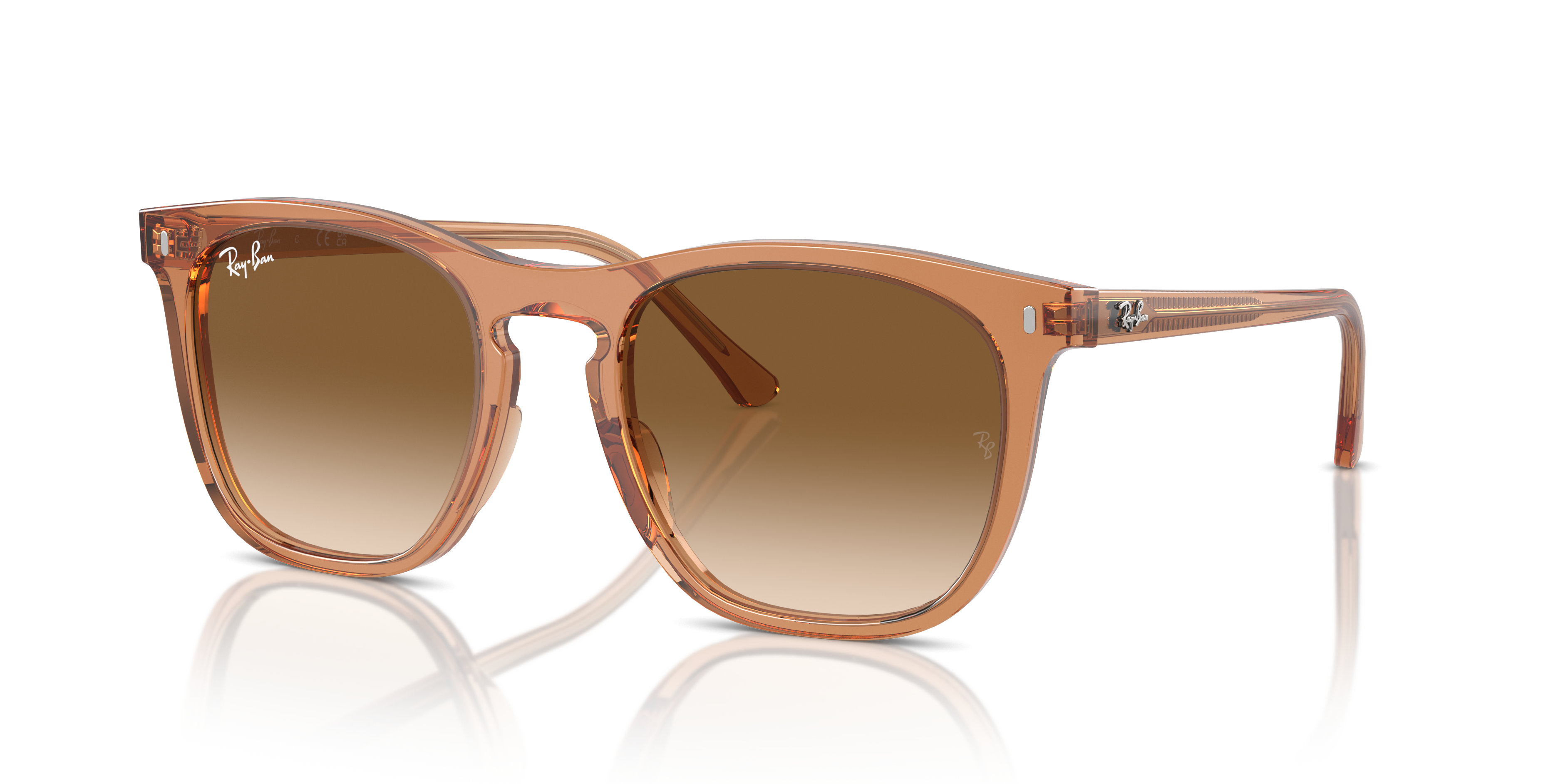 RB2210 Polished Transparent Brown Frame Clear & Brown Lenses 53-21