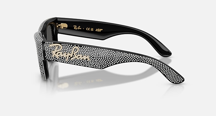 Ray-Ban Sunglasses Unisex Wayfarer Puffer Crystal Pavè Edition - Blue & Strass Pave Frame Black Lenses 47-23