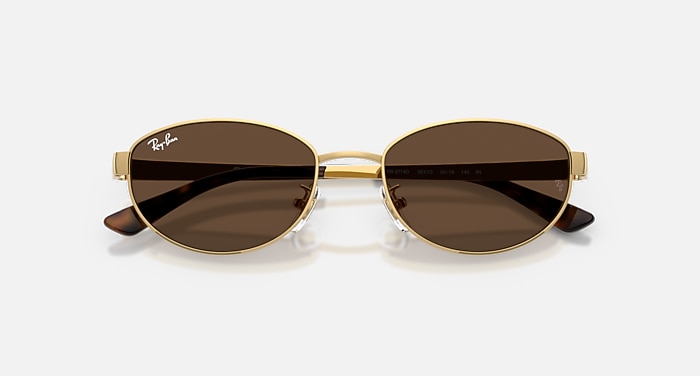 Ray-Ban Sunglasses Unisex Rb3774d - Arista Gold Frame Brown Lenses 55-19