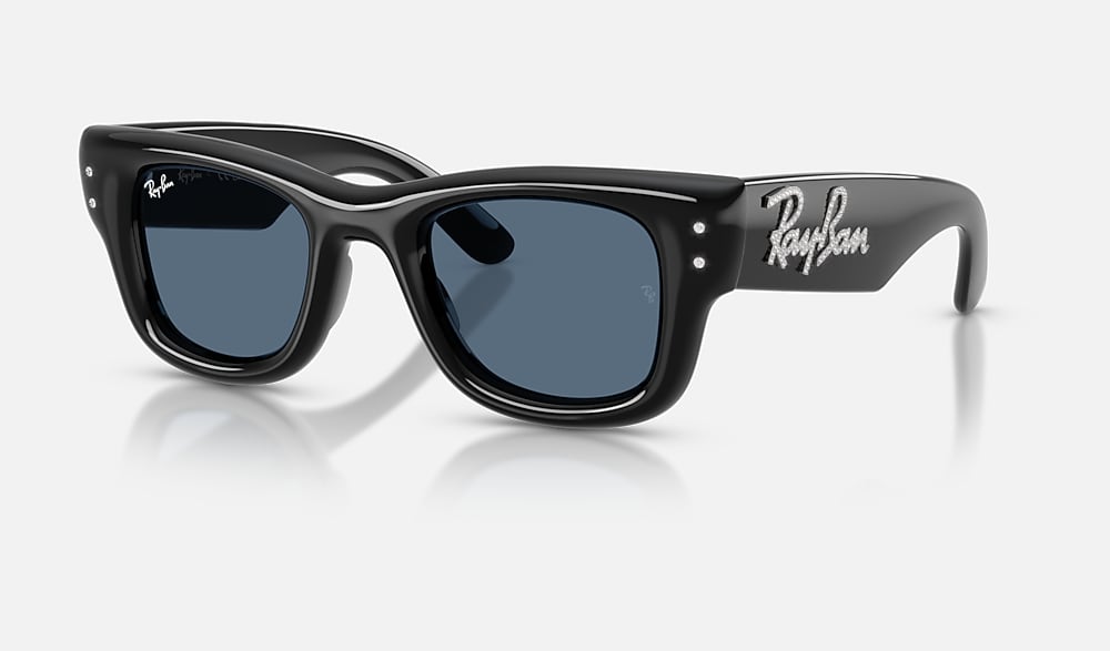 Ray-Ban Lunettes De Soleil Unisexe Wayfarer Puffer Crystal Edition - Monture Noir Verres Bleu 47-23