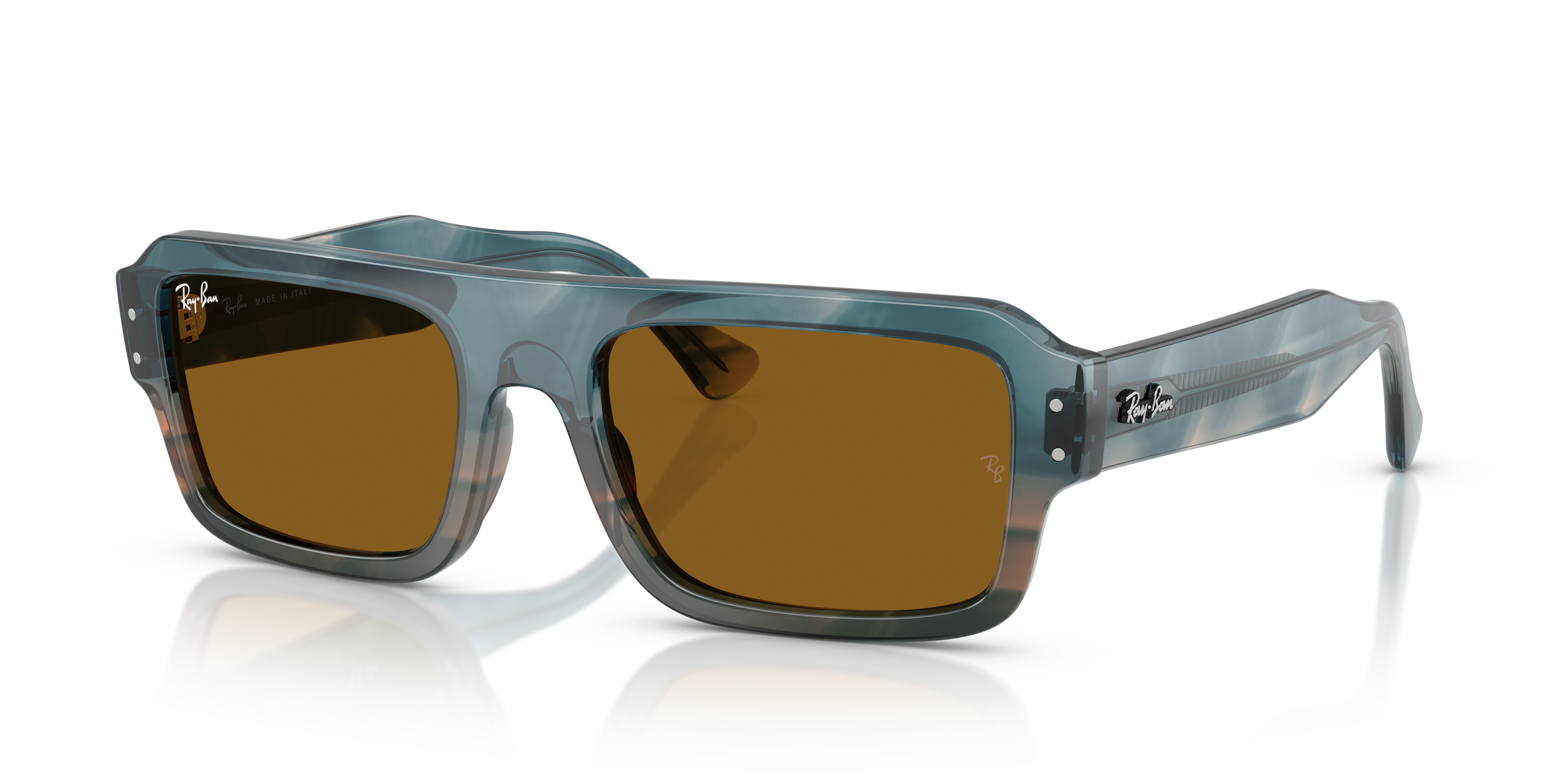 FLACKO BIO-BASED Polished Havana Blue Frame Brown Lenses 53-20