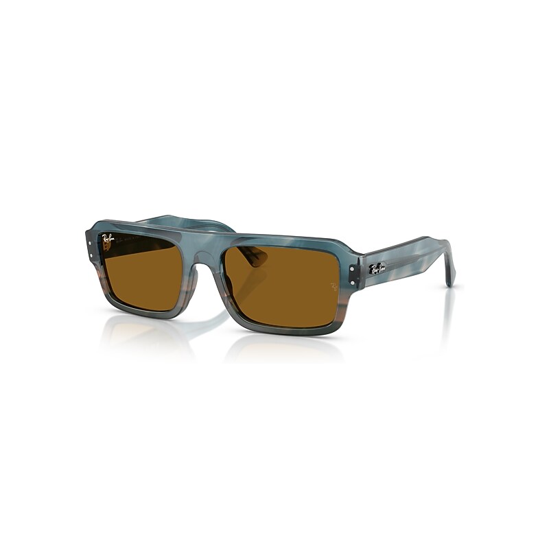 Ray-Ban Sunglasses Unisex Flacko Bio-based - Havana Blu Frame Brown Lenses 53-20