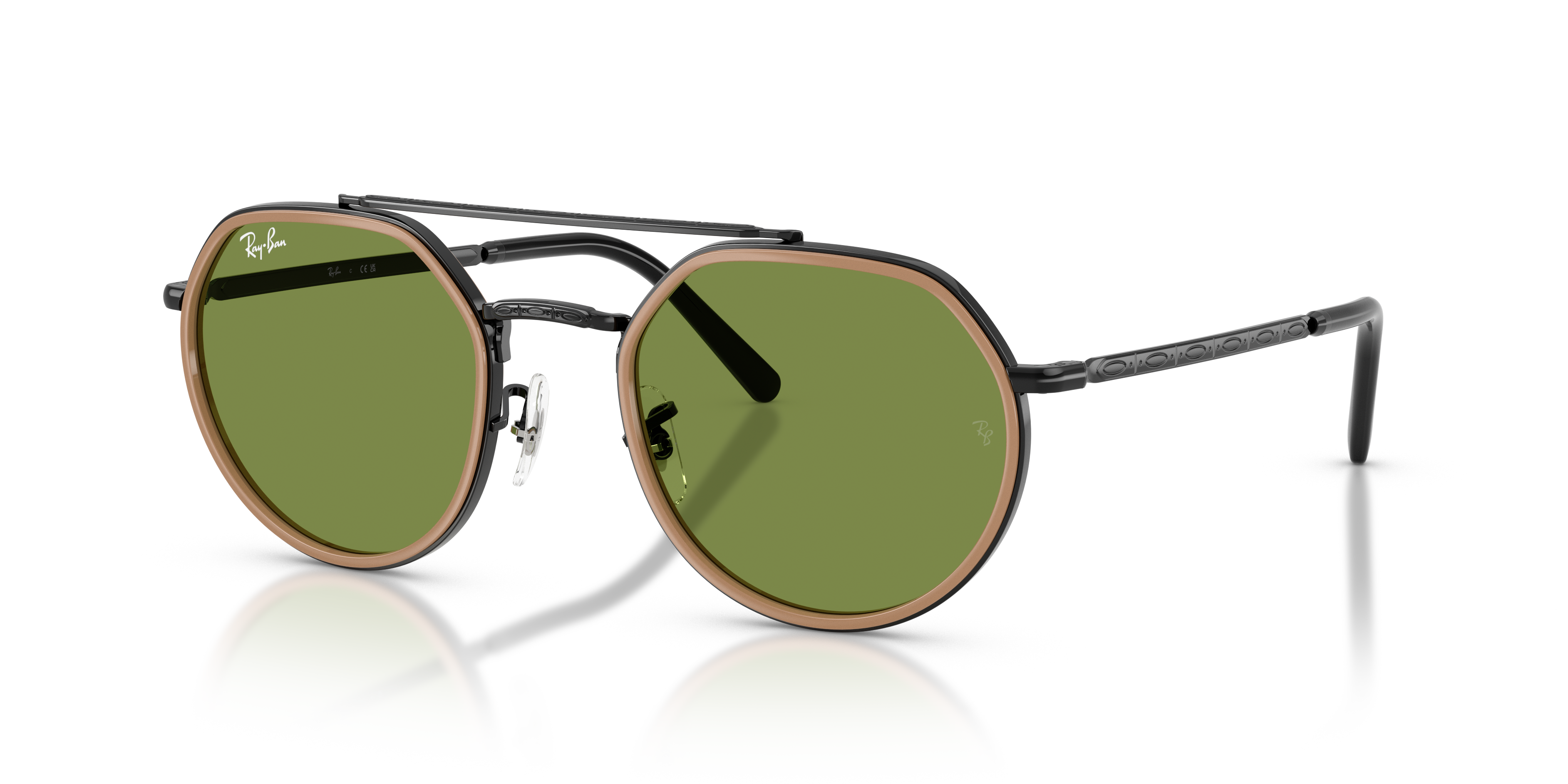 RB3765 Polished Black Frame Green Lenses 53-22