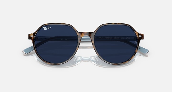 Ray-Ban Sunglasses Unisex Thalia Transitions - Havana On Light Blue Frame Clear Lenses 51-18
