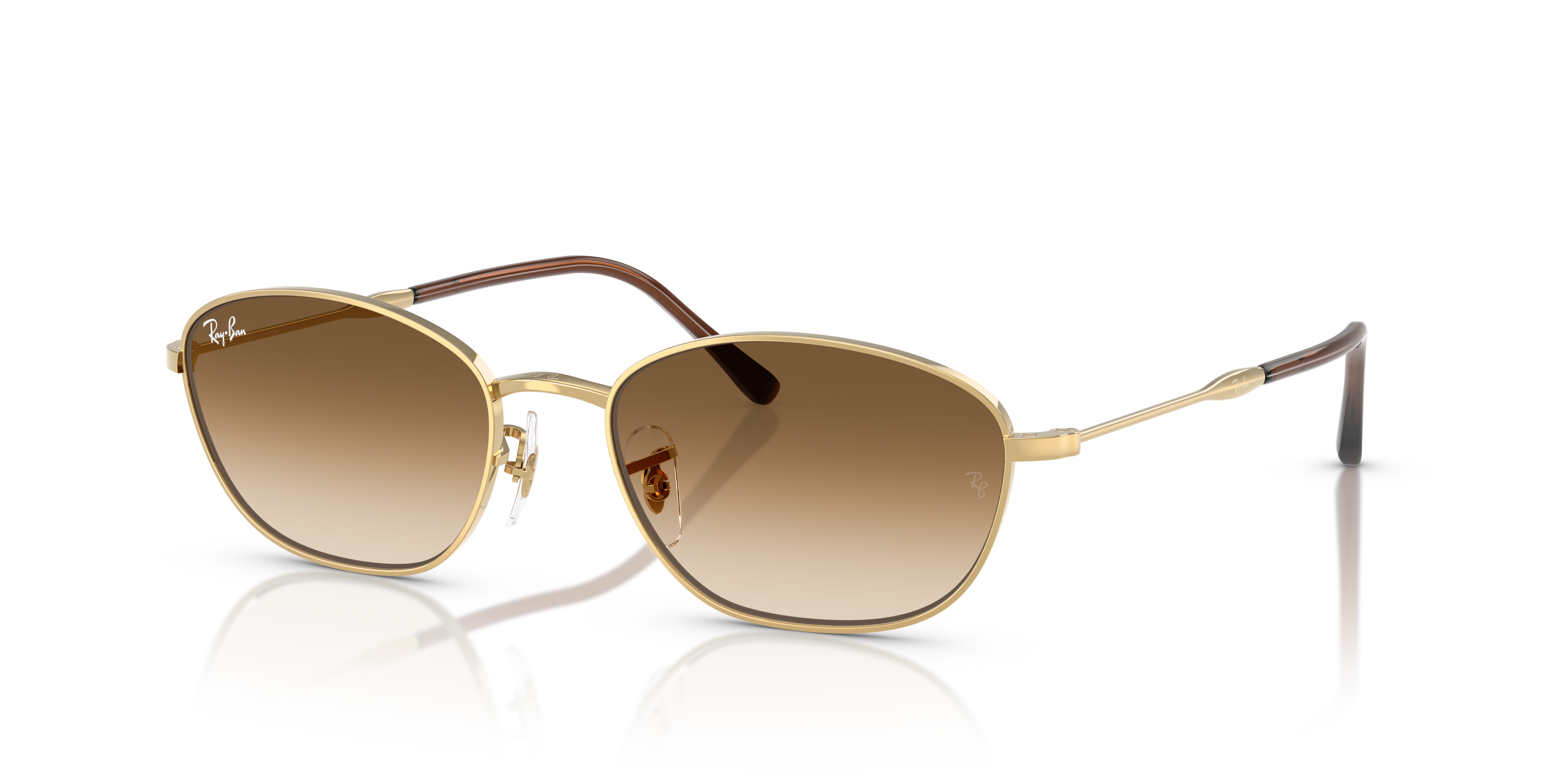 RB3749 Polished Arista Gold Frame Clear Gradient Brown Lenses 58-18