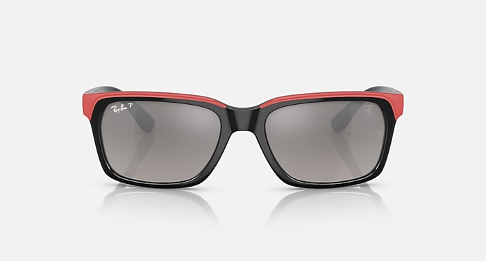 Ray-Ban Sunglasses Unisex Rb4393m Scuderia Ferrari Collection - Black On Red Frame Grey Lenses 56-18 Polarized
