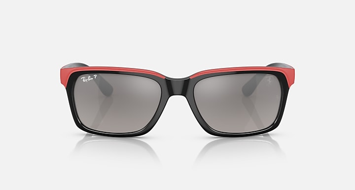 Ray-Ban Sunglasses Unisex Rb4393m Scuderia Ferrari Collection - Black On Red Frame Grey Lenses 56-18 Polarized