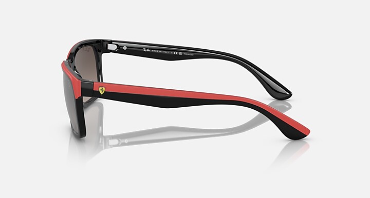 Ray-Ban Sunglasses Unisex Rb4393m Scuderia Ferrari Collection - Black On Red Frame Grey Lenses 56-18 Polarized