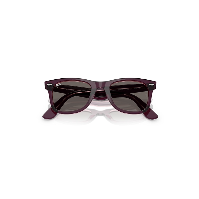 Ray Ban Original Wayfarer Classic Sunglasses Violet On Transparent Pink Frame Grey Lenses 52-22