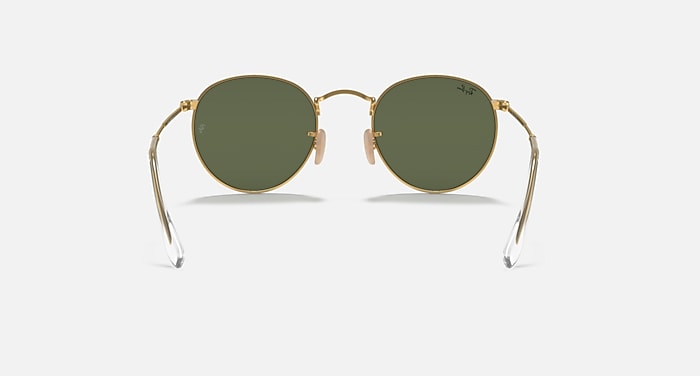 Ray-Ban Sunglasses Man Round Flat Lenses - Arista Gold Frame Green Lenses 53-21