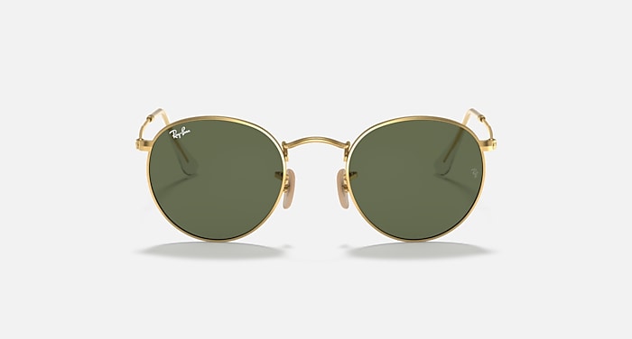 Ray-Ban Sunglasses Man Round Flat Lenses - Arista Gold Frame Green Lenses 53-21