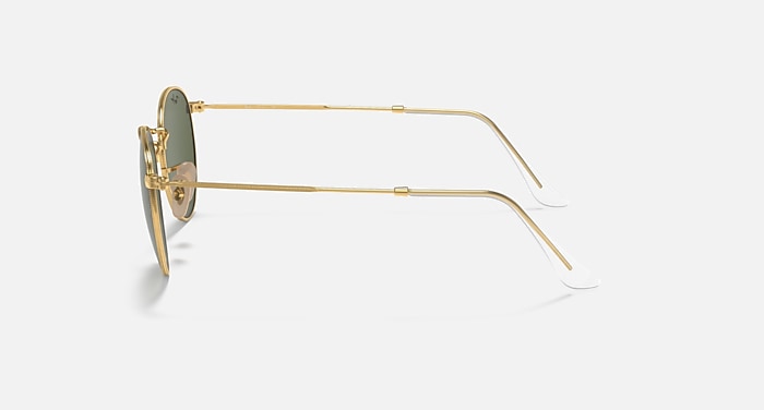 Ray-Ban Sunglasses Man Round Flat Lenses - Arista Gold Frame Green Lenses 53-21