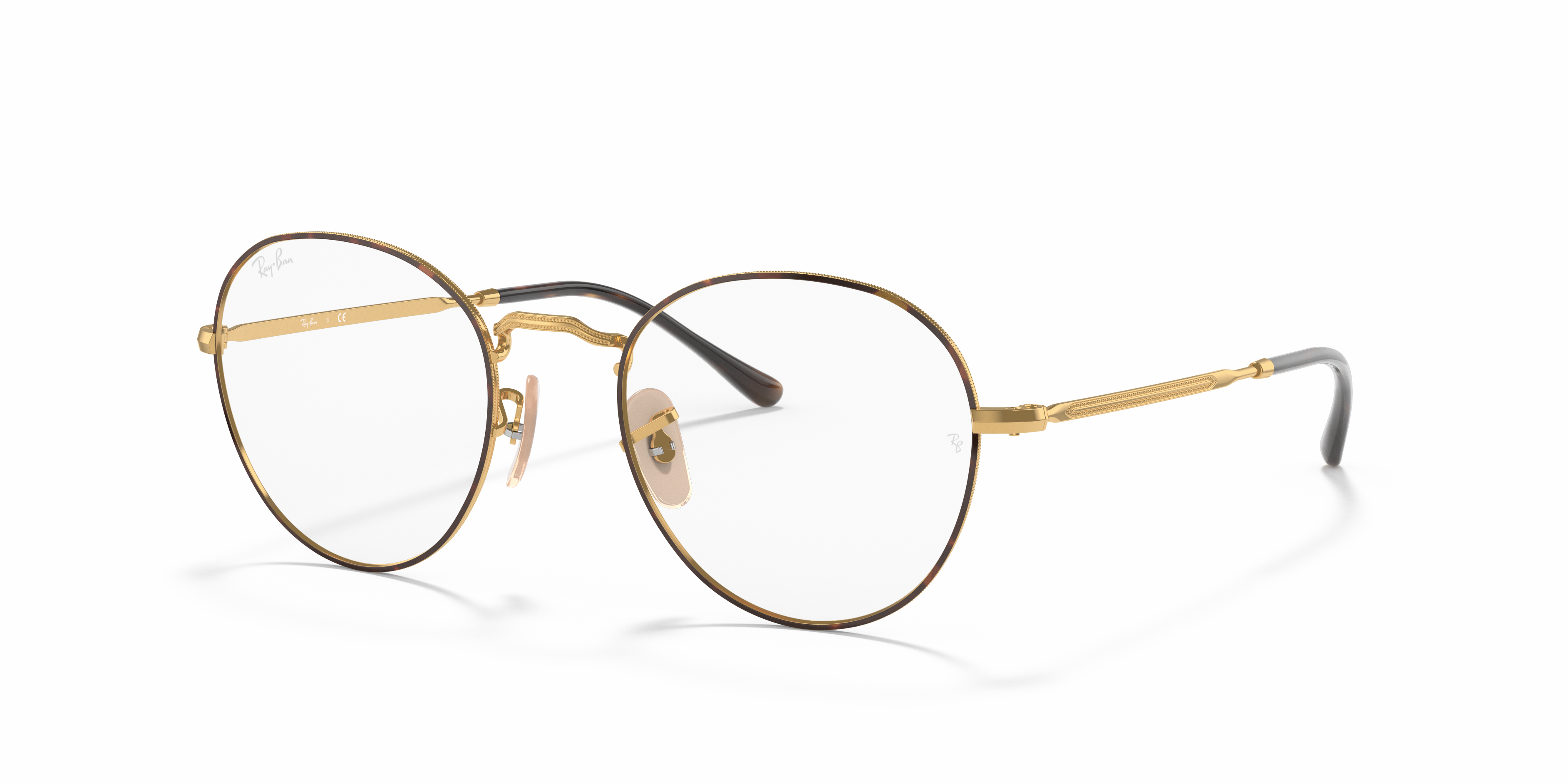 ROUND METAL OPTICS II Polished Havana On Gold Frame Clear Lenses 51-20