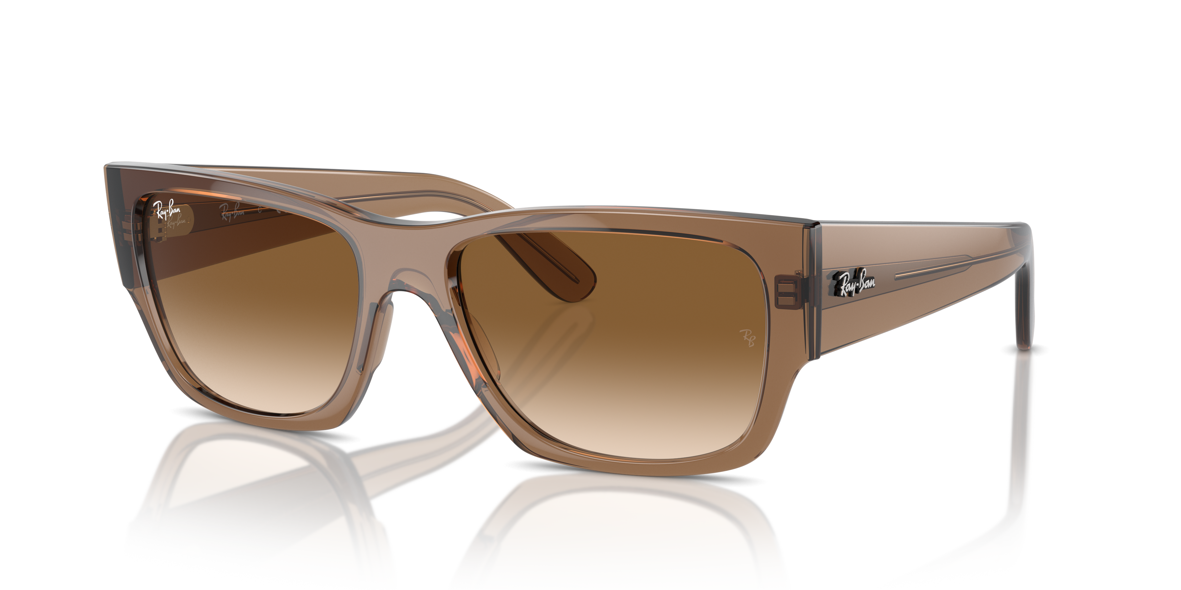 CARLOS Polished Transparent Light Brown Frame Clear & Brown Lenses 56-18