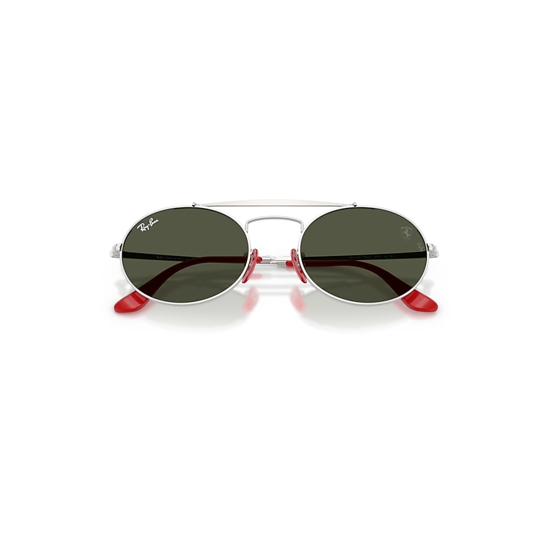 Ray Ban Rb3775m Scuderia Ferrari Collection Sunglasses Silver Frame Green Lenses 54-20 In Silver