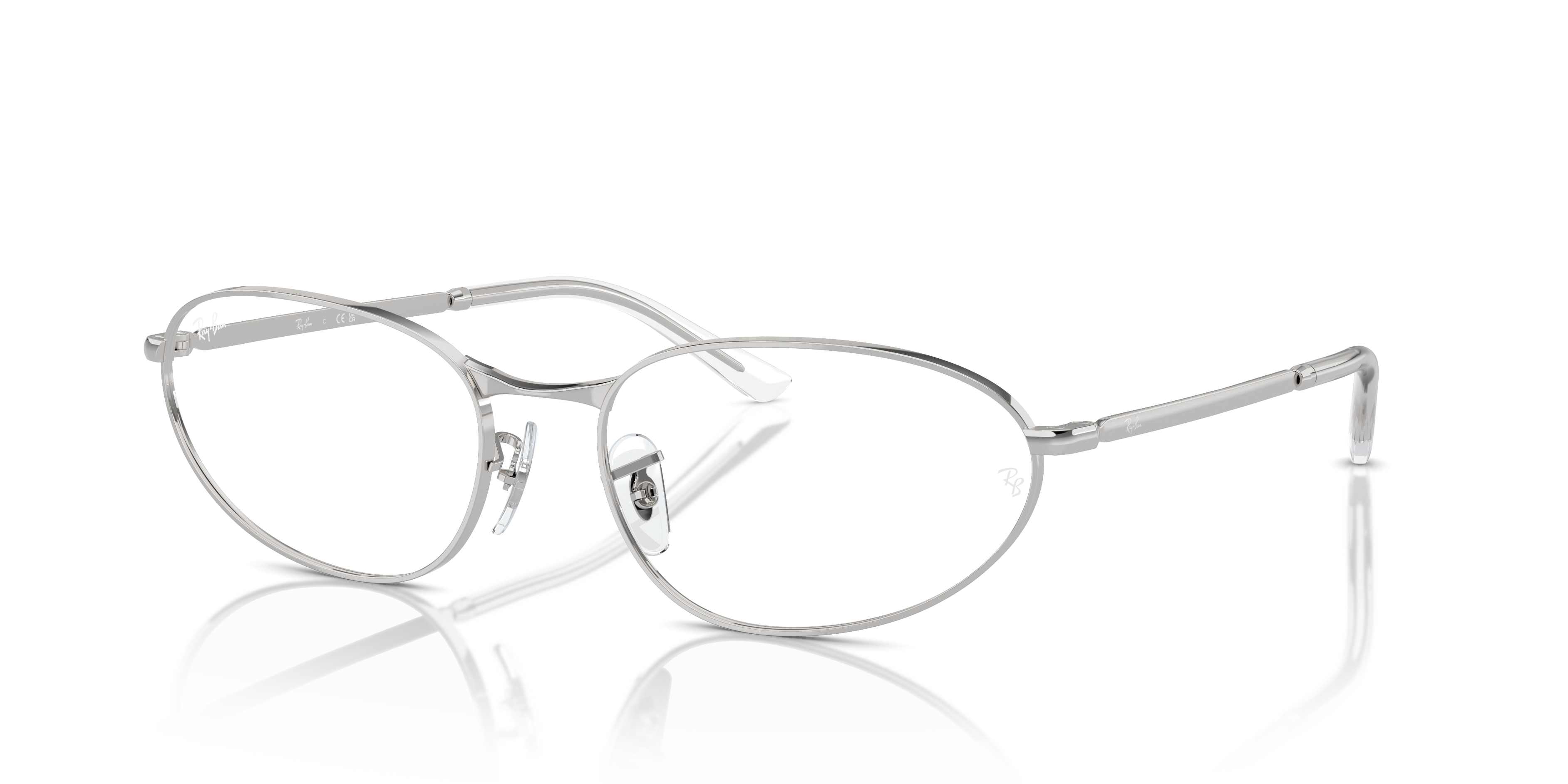 RB3734V OPTICS Polished Silver Frame Clear Lenses 54-18