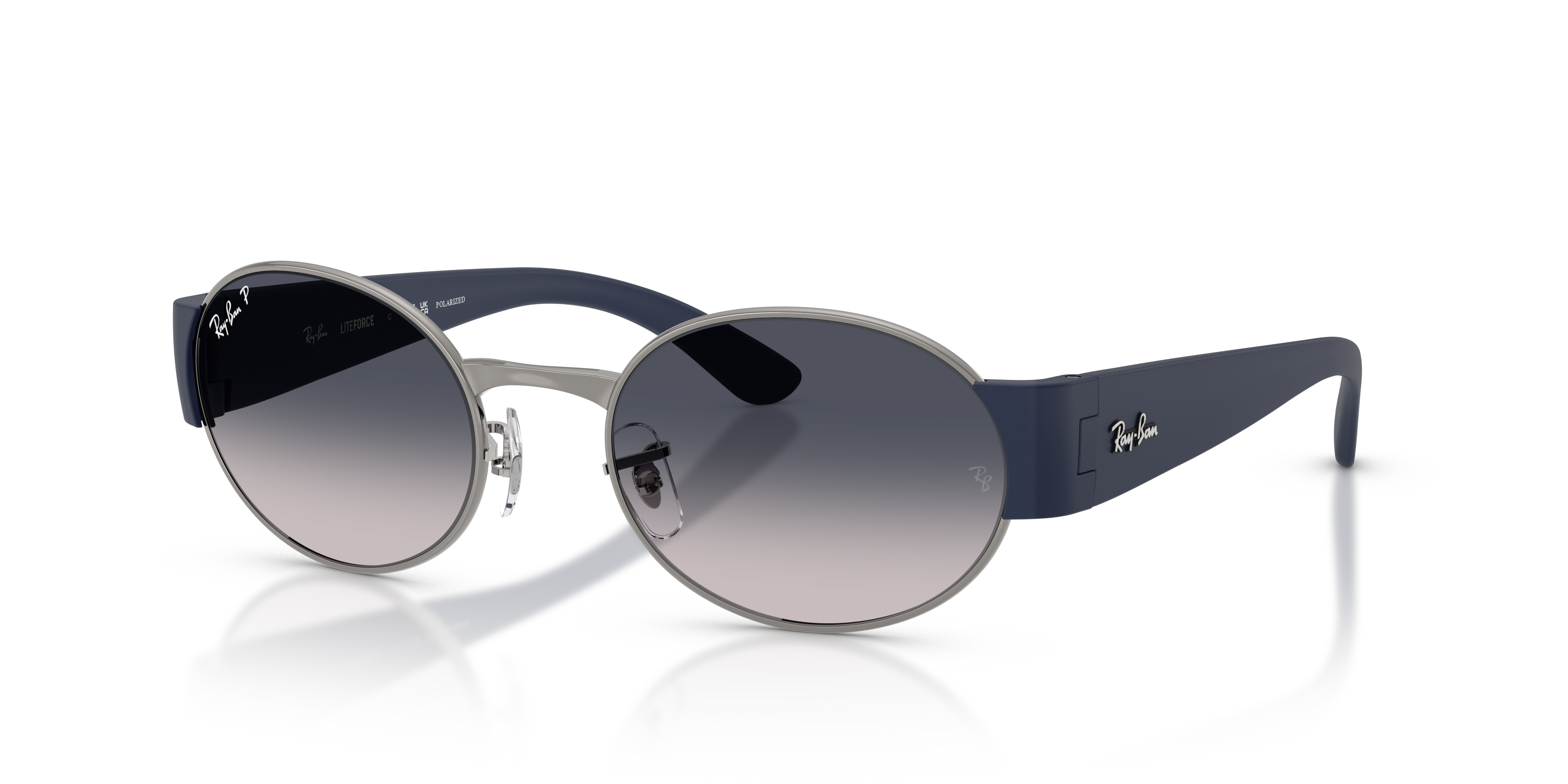RB3770 Polished Gunmetal Frame Blue Gradient Polarized Lenses 52-20
