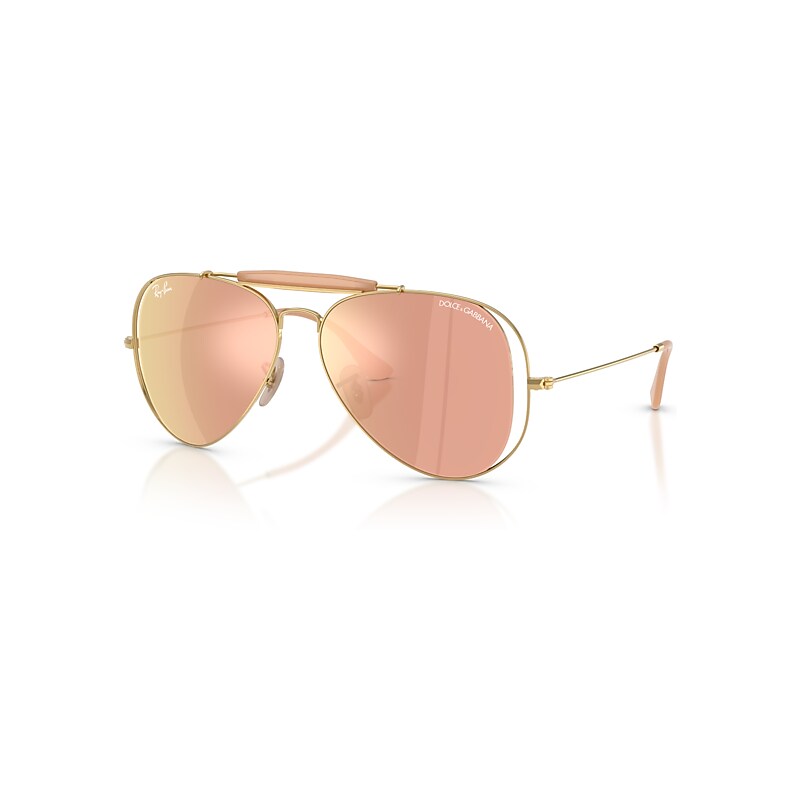 Ray-Ban Sunglasses Unisex The Outdoorsman By Dolce&gabbana - Arista Gold Frame Brown Lenses 58-14