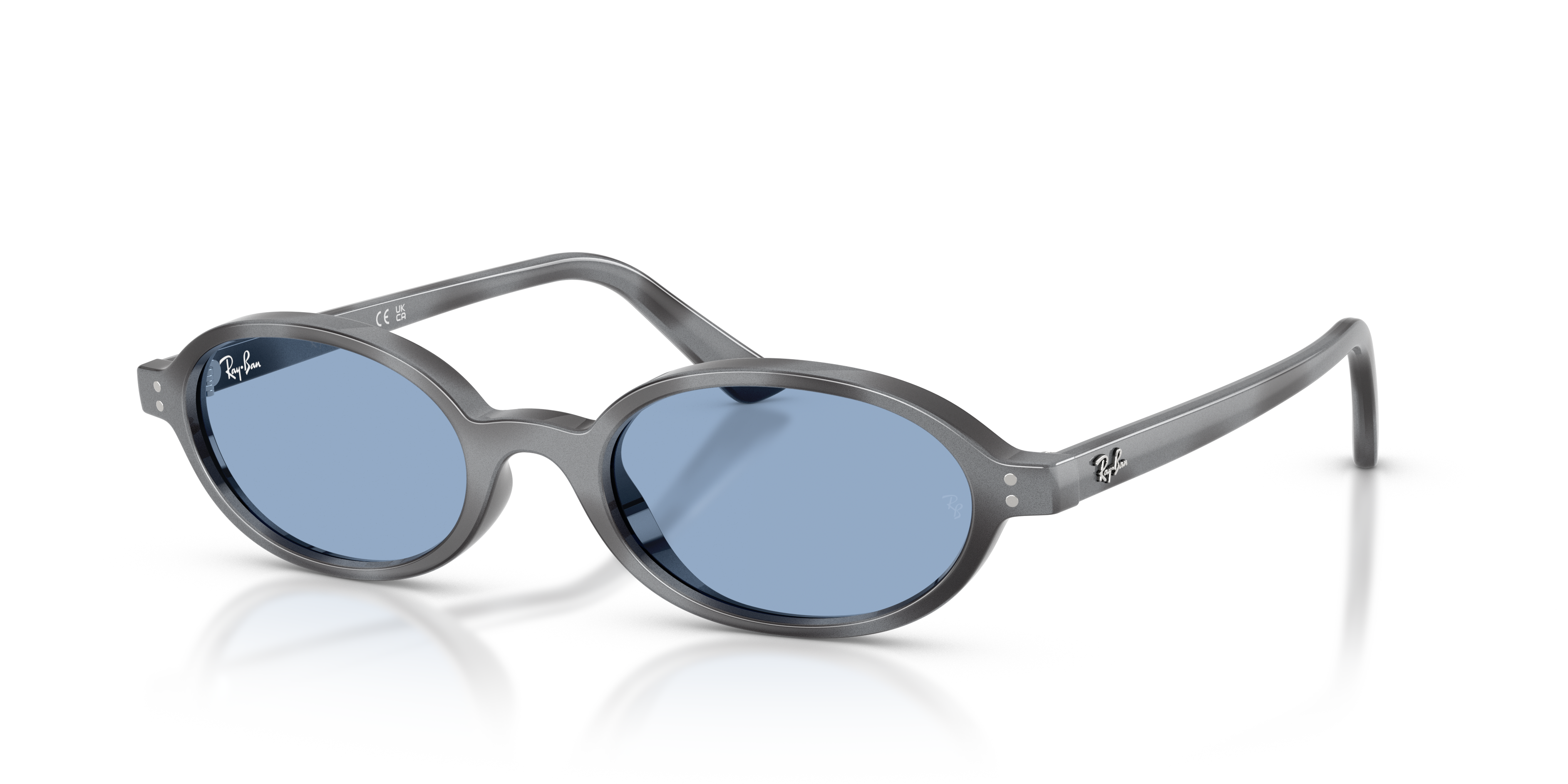 KHAL BIO-BASED Polished Dark Grey Havana Frame Blue Lenses 48-20