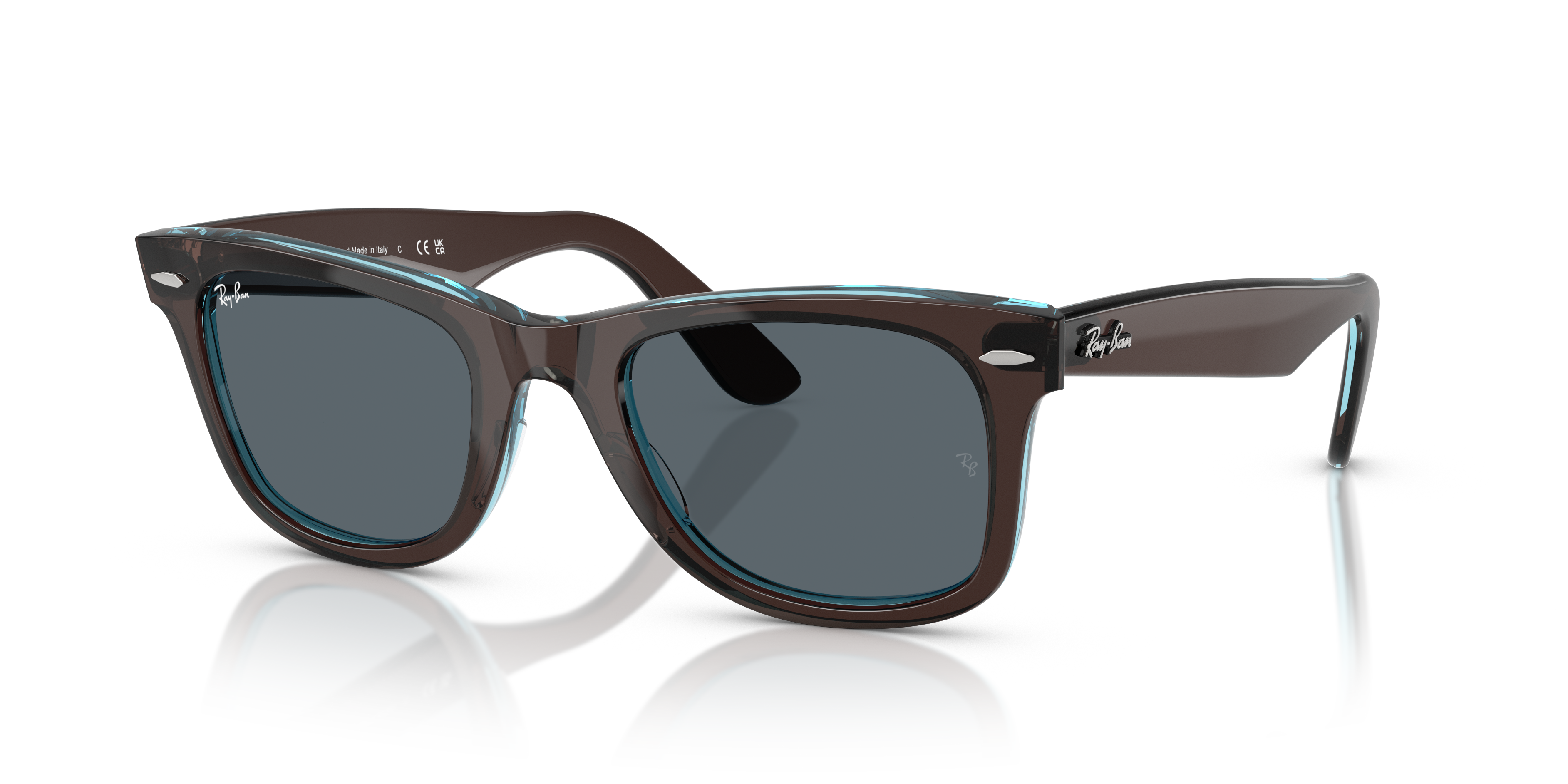 ORIGINAL WAYFARER CLASSIC Polished Brown On Transparent Blue Frame Blue Lenses 52-22
