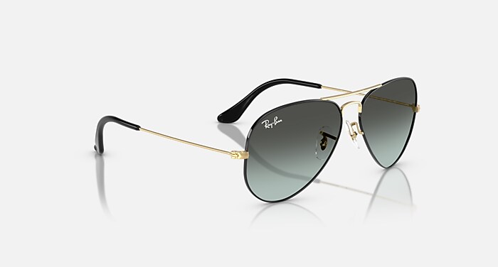 AVIATOR LARGE METAL Sunglasses in Black On Arista and Blue Vintage  