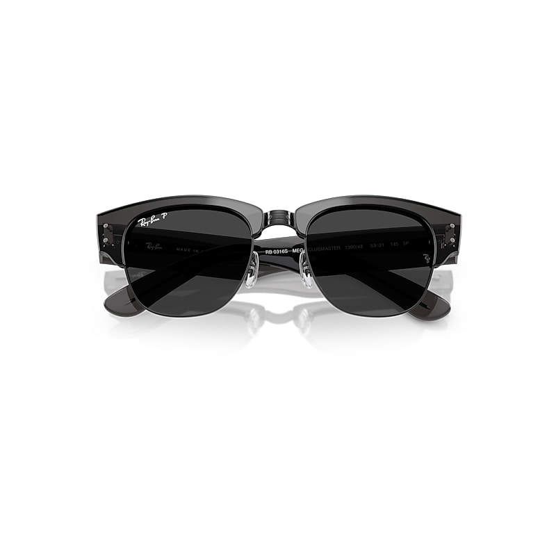 Ray-Ban Mega Clubmaster X The Ones Sunglasses Transparent Black Frame Black Lenses Polarized 53-21