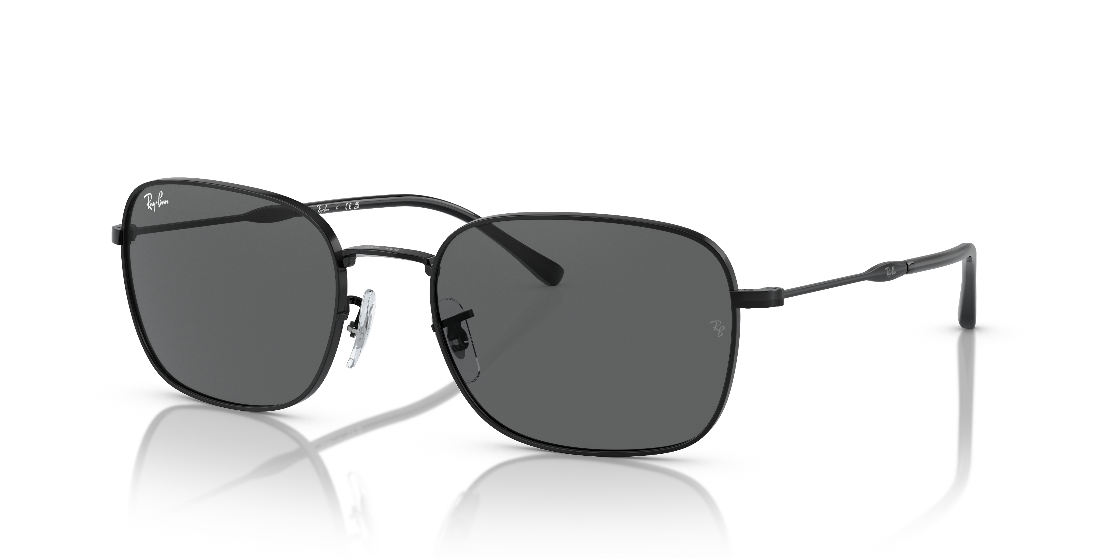 RB3706 Polished Black Frame Dark Grey Lenses 57-20
