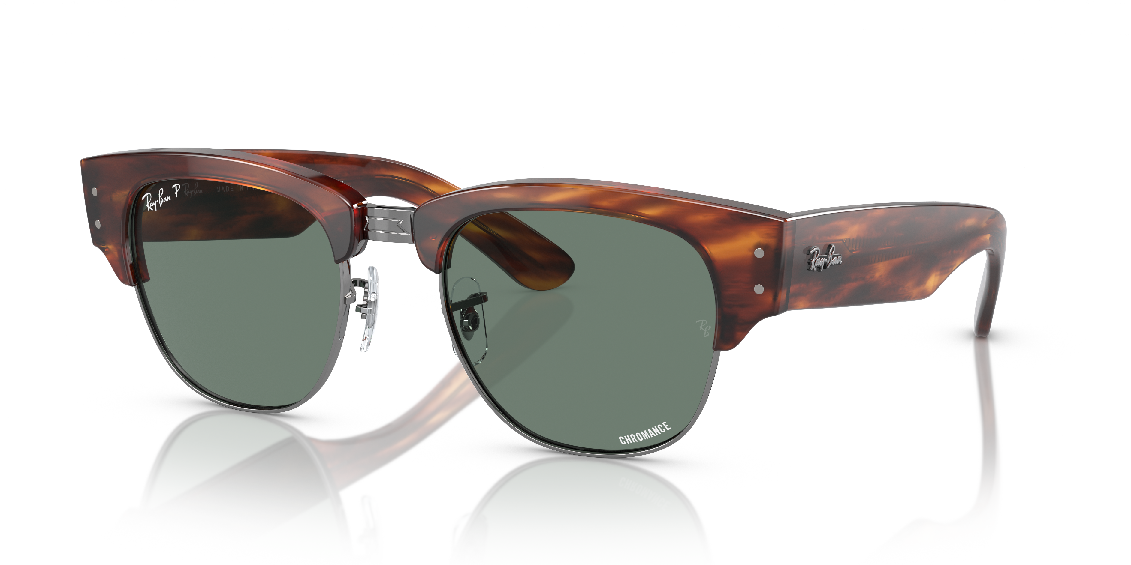 MEGA CLUBMASTER HOLIDAY LIMITED Polished Havana Light Brown On Gunmetal Frame Green Lenses 50-21