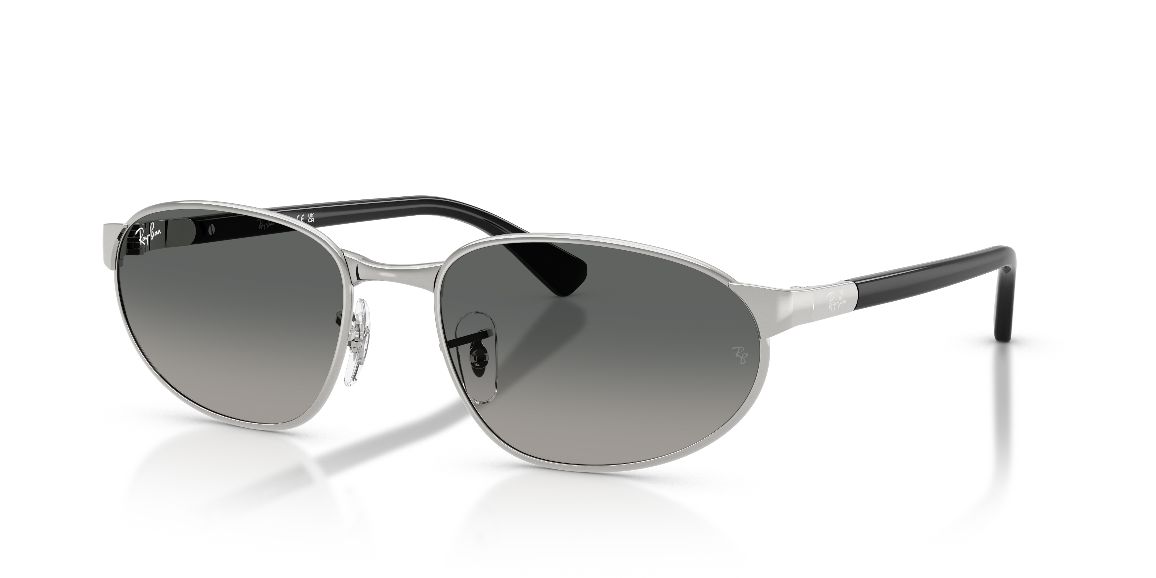 RB3777 Polished Silver Frame Grey Gradient Lenses 56-19