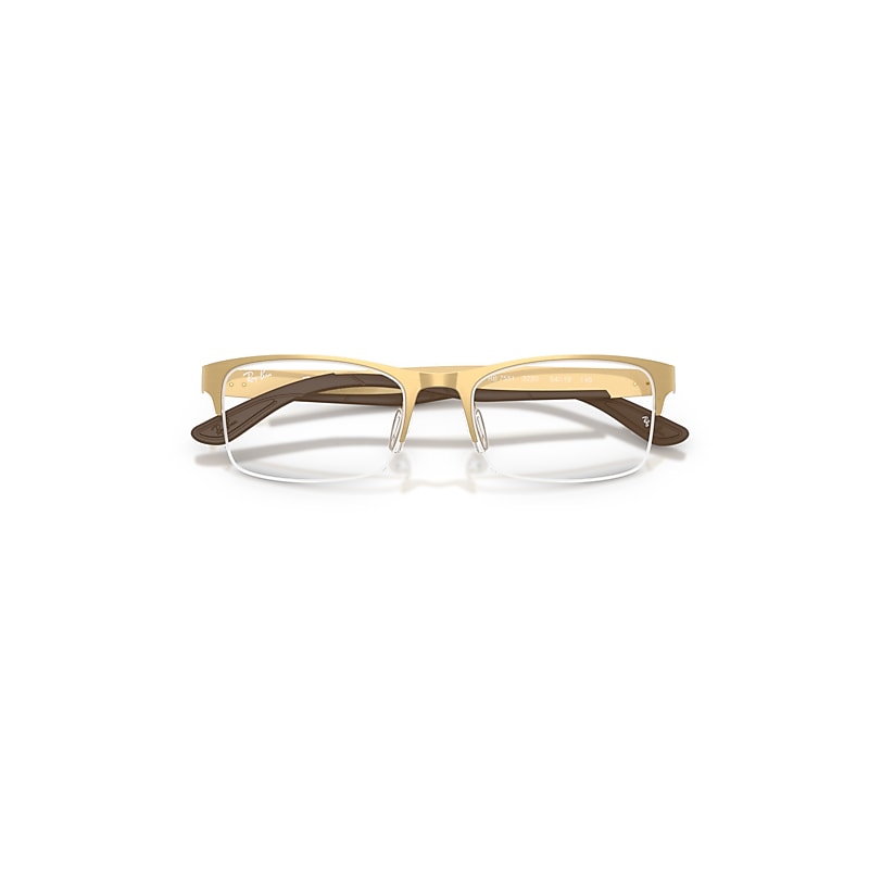 Ray Ban Rb7551 Optics Eyeglasses Arista Gold Frame Clear Lenses Polarized 56-19 In Gold