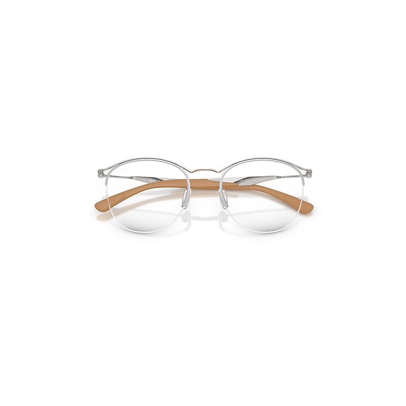 Ray Ban Rb7553 Optics Eyeglasses Silver Frame Clear Lenses Polarized 50-20 In Silver