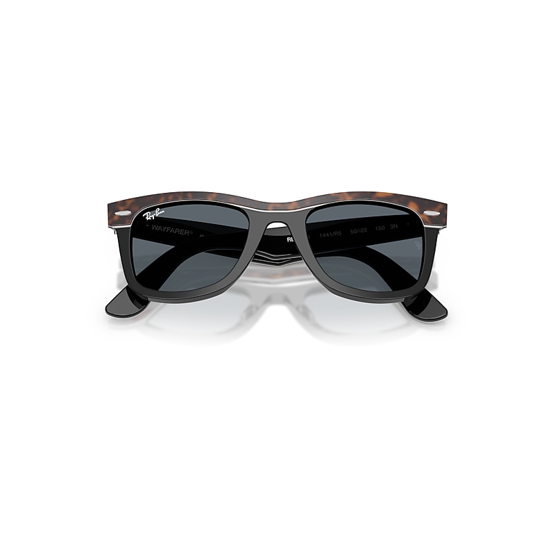 Ray Ban Wayfarer Street Neat Sunglasses Havana On Black Frame Blue Lenses 50-22