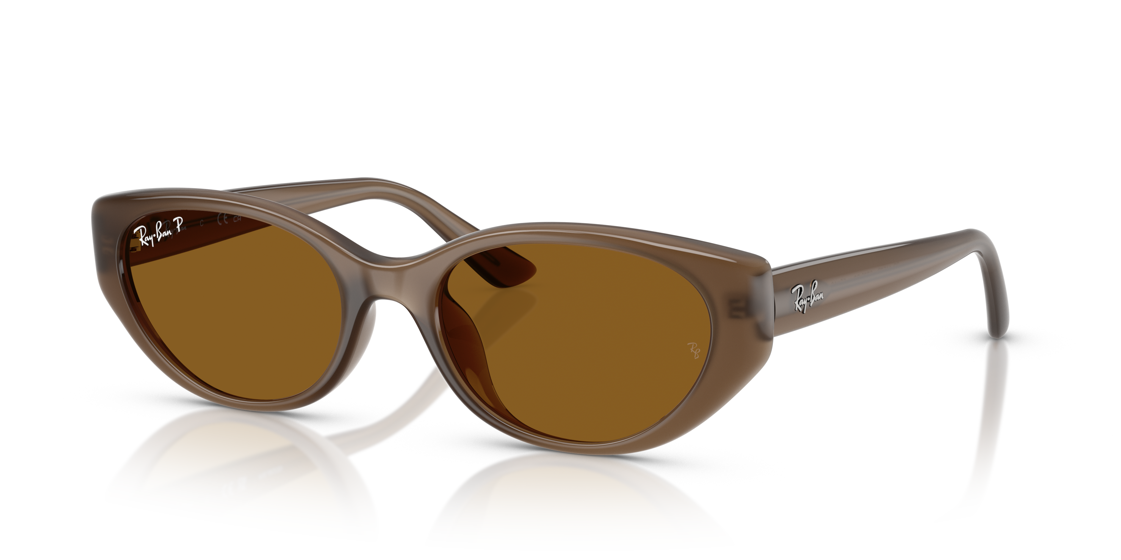 RB4457D BIO-BASED Polished Transparent Brown Frame Dark Brown - Polar Lenses 55-19