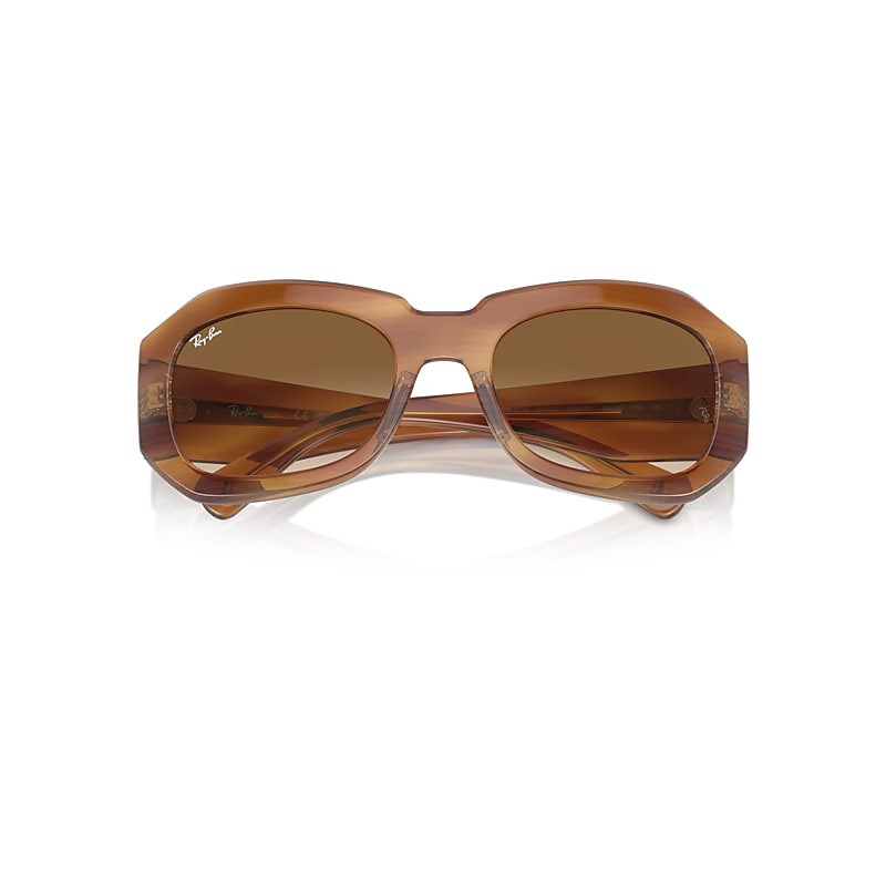 Ray-Ban Beate Sunglasses Striped Brown Frame Brown Lenses 56-20